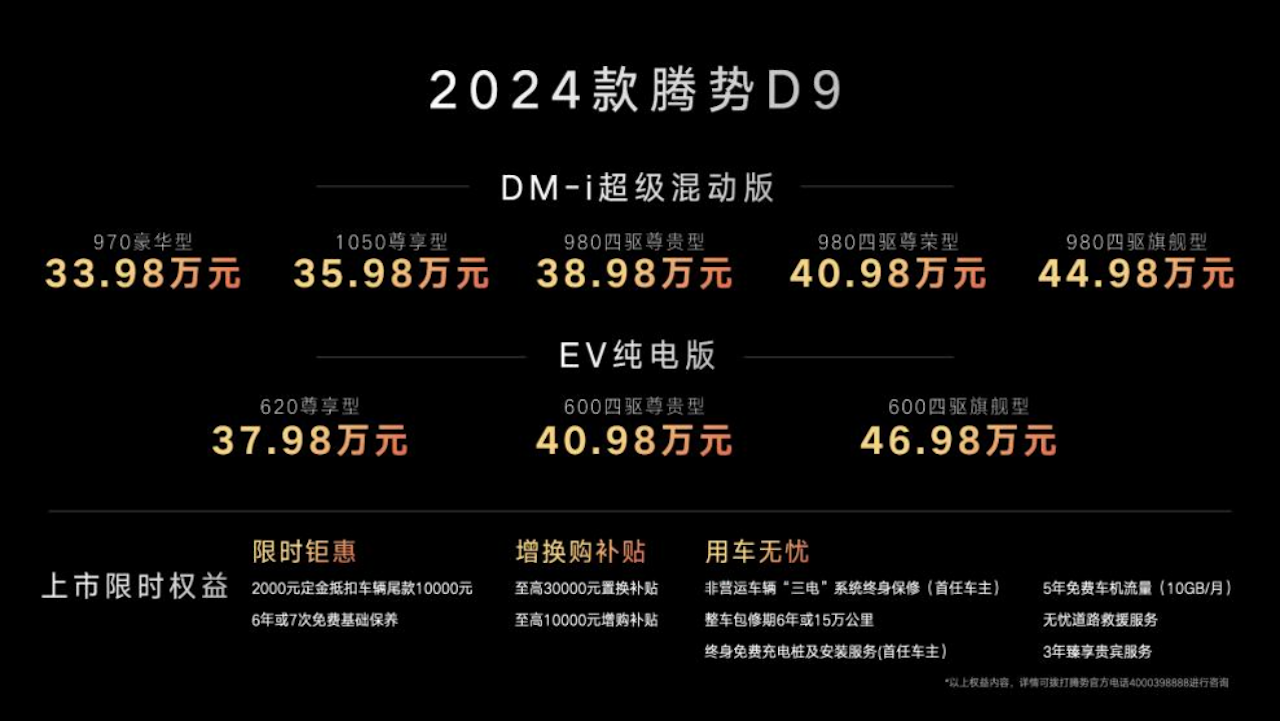 MPV年度销量冠军 2024款腾势D9正式上市