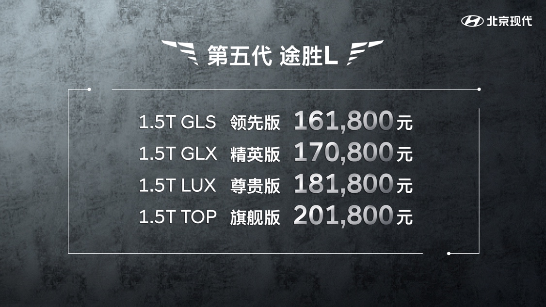 北京现代第五代途胜L上市 售价16.18-20.18万元